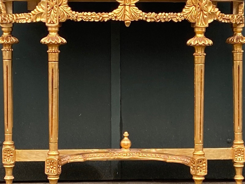 Console with Mirror Louis XVI Gold Beech Pink Marble Vintage Set gallery