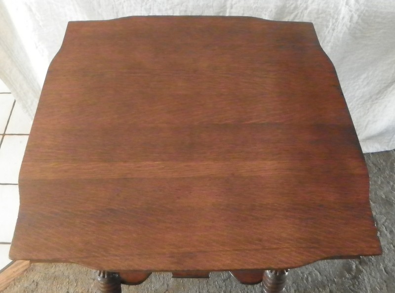 Quartersawn Oak Parlor Table with Glass Ball & Brass Feet (PRT19) gallery