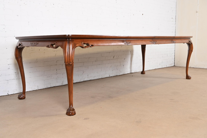 Drexel Heritage Hollywood Regency Chinoiserie Walnut Extension Dining Table gallery