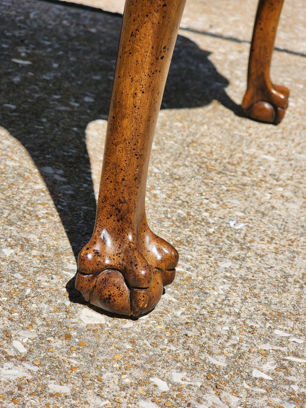Vintage Chippendale-Style Walnut Burl Accent Table gallery