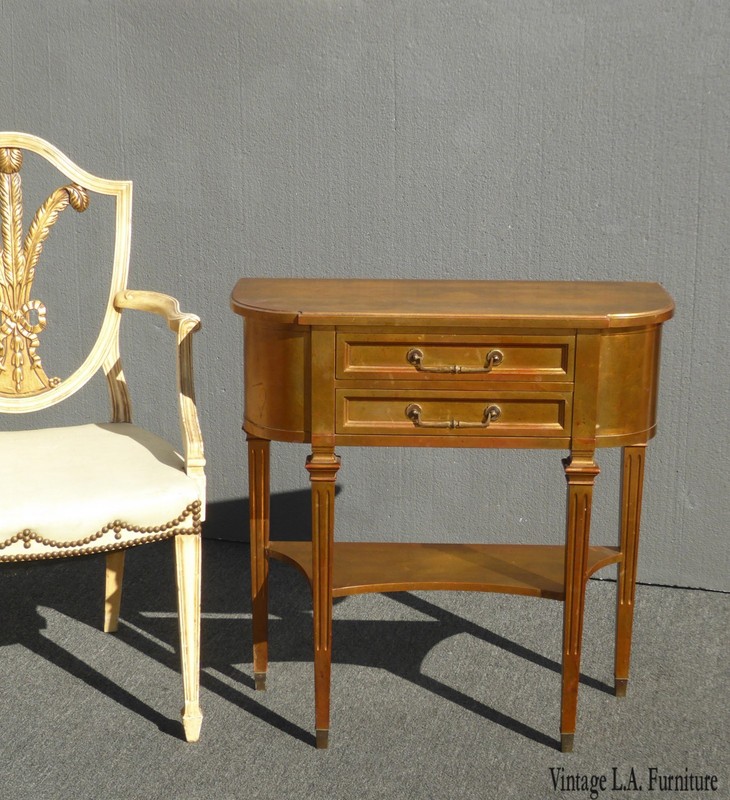 Vintage Hollywood Regency Gold Gilt Side Entry Table by Hekman