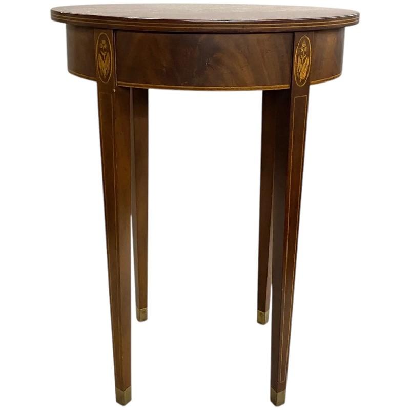 Kittinger Old Dominion Collection Oval Mahogany Side Table with Delicate Inlay