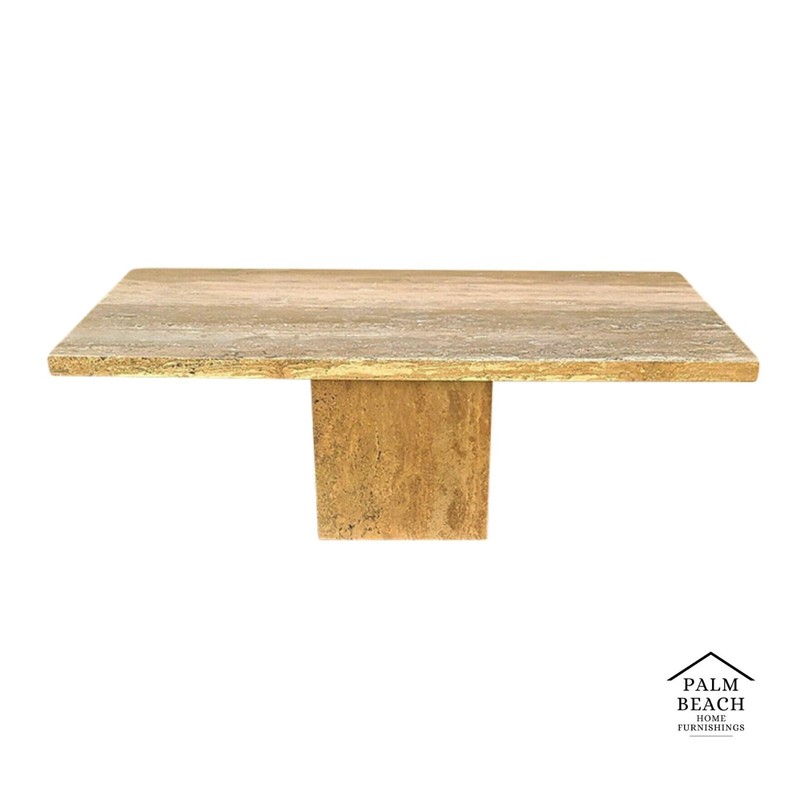 1970’s Italian Walnut Travertine Highly Polished Marble Dining Table