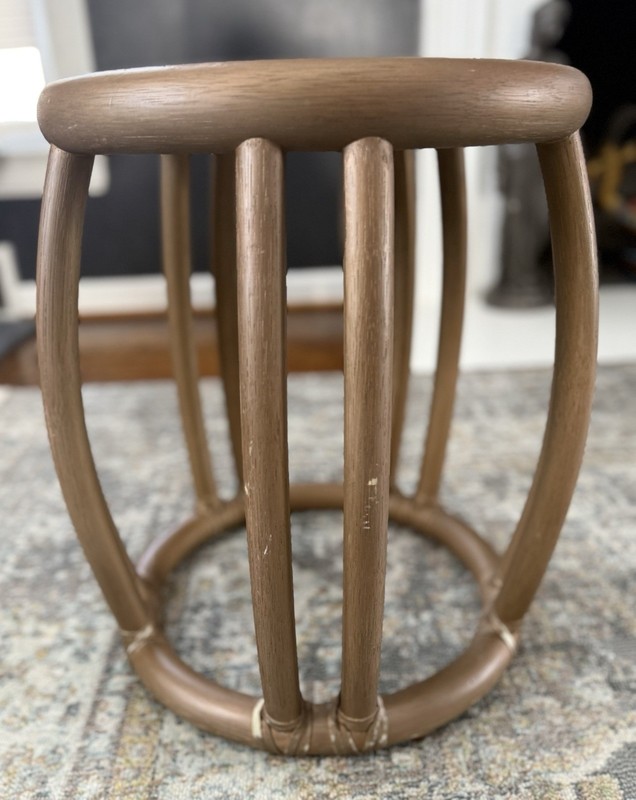 Vintage McGuire Rattan Drum Side Table or Stool gallery