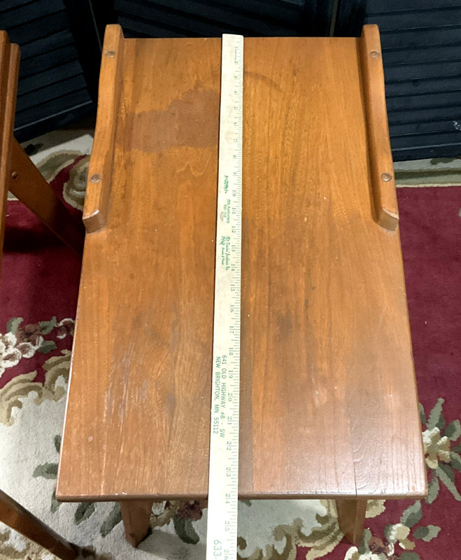 Vintage 1950s Hardwood Mid-Century Modern 21" X 14" Set Of End Table's gallery