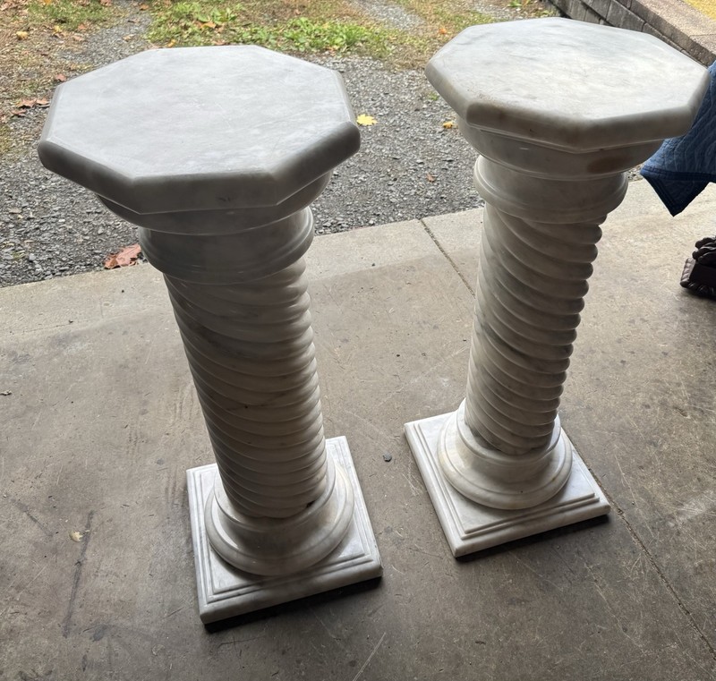 PAIR OF WHITE MARBLE PEDESTALS gallery
