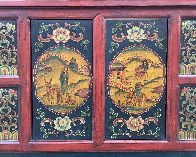 Chinese Red Tibetan Elephant Deer Sideboard Console Table Cabinet cs7734 gallery