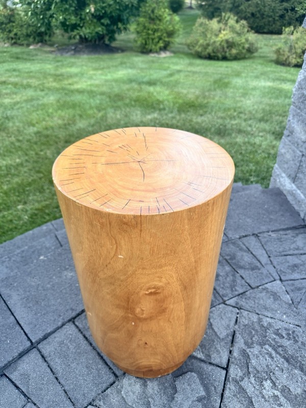 Vintage Wood Drum Cylinder Table/ Stool Paul Mayen Style H22” X D12.5” gallery