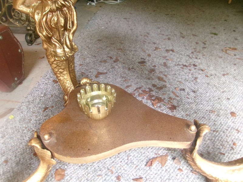 Mid Century Retro Hollywood Regency Gilt Gold Mermaid Leg Table Solid Heavy Rare gallery