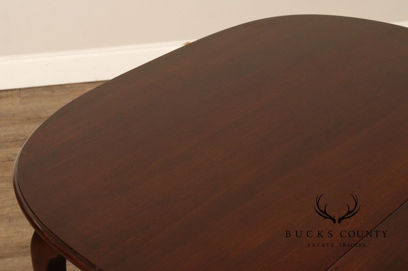 Queen Anne Style Oval Cherry Extension Dining Table With Two Leaves gallery