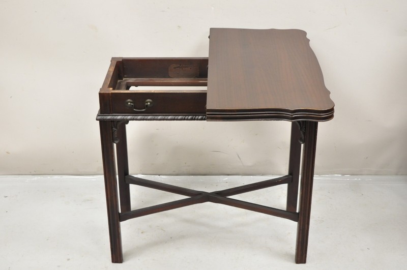 Antique Mahogany Georgian Style Flip Top Console Game Table gallery