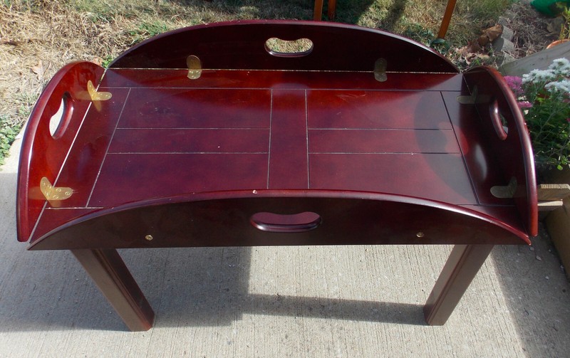 Solid Cherry Butler Coffee Table with Serving Tray (CT157)