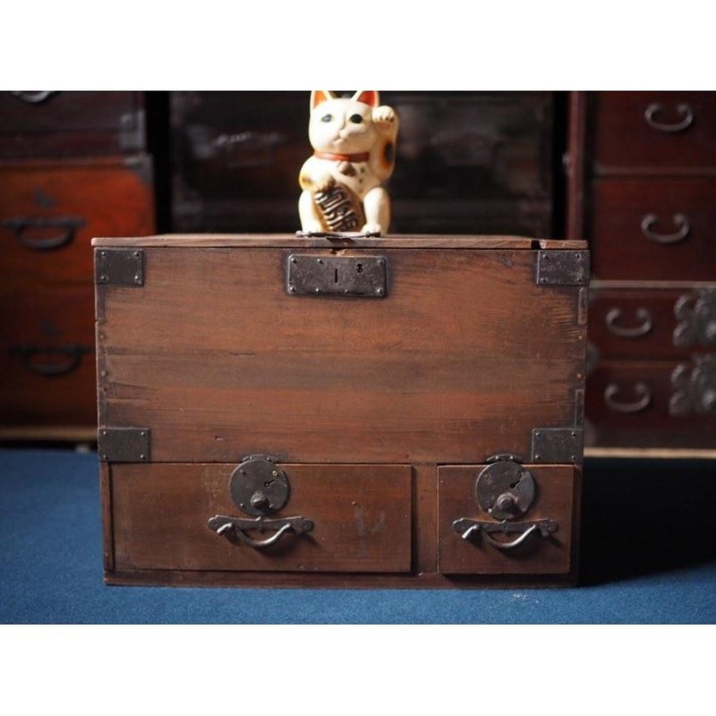 Edo Period Japanese Lidded Storage Box Stand Used S96322