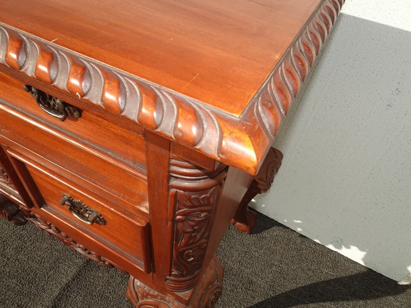 Pair Vintage 32" Tall French Chippendale Highly Carved Side Tables ~ Nightstands gallery