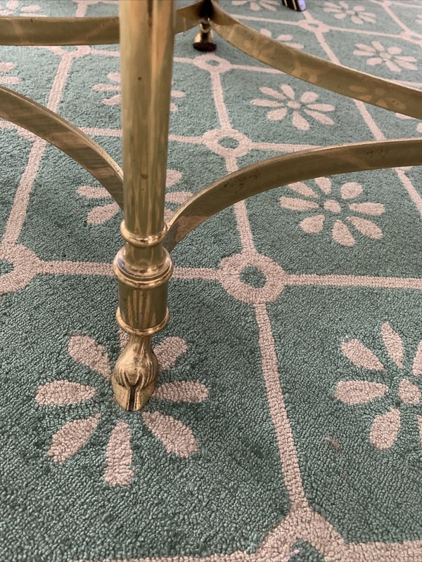 LABARGE Hoof Feet Brass & Glass Regency Coffee Table gallery