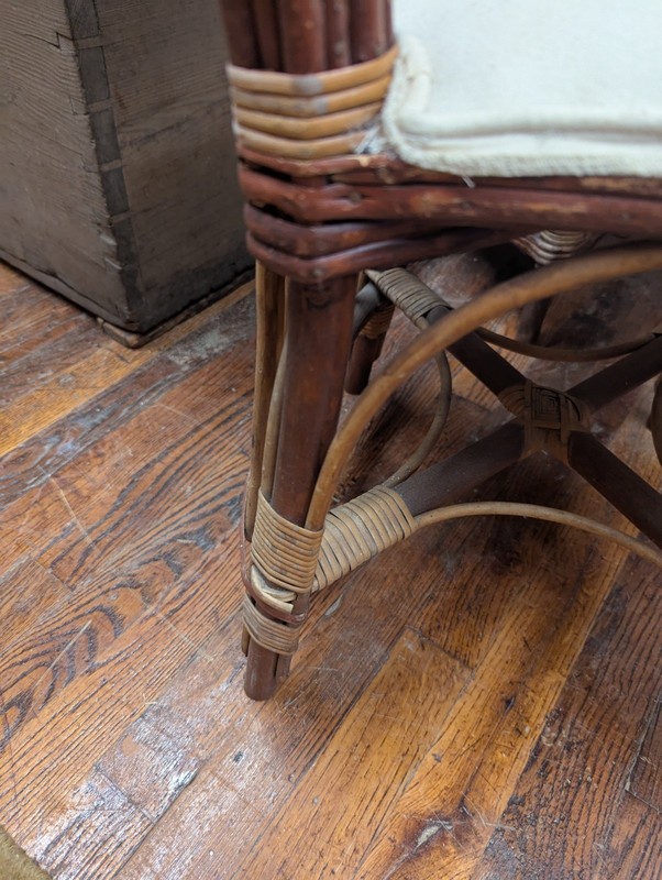 1930's Bridge Table Split Reed Rattan Pine Mixed Wood Hand Painted gallery
