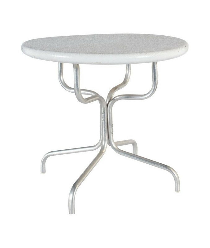 Mid Century Aluminum White Painted Side Table