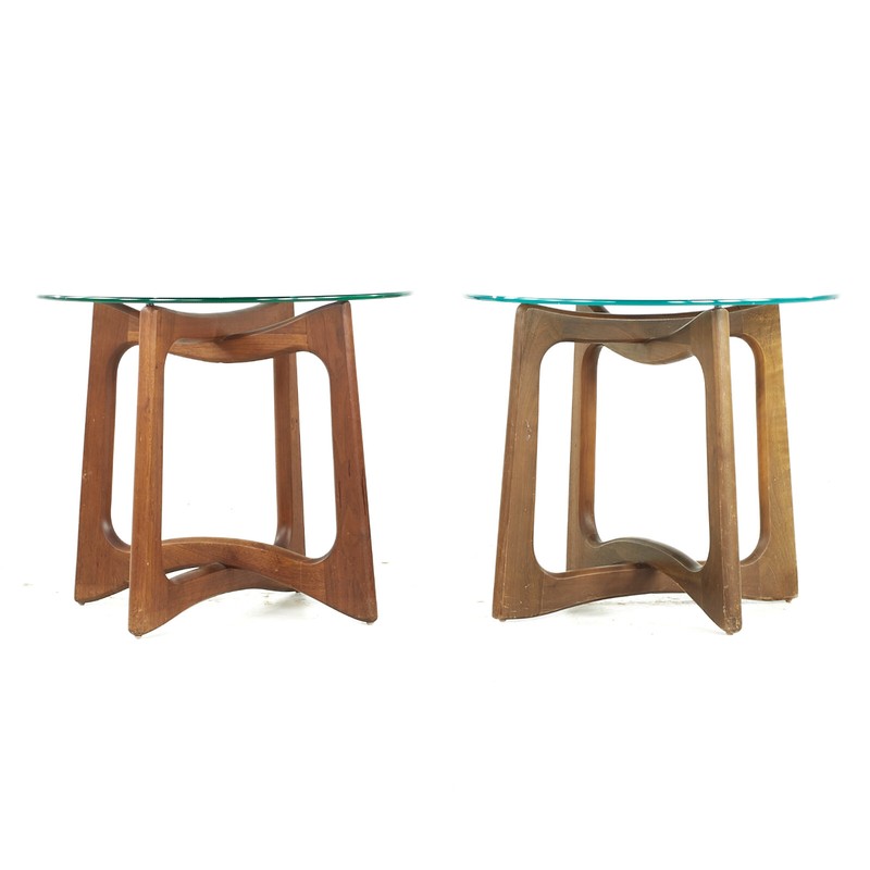 Adrian Pearsall Mid Century Walnut and Glass Side Tables – Pair