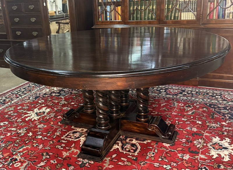 Vintage 60" Round Table Solid Hardwood Barley Twist Dining & Entry Table gallery