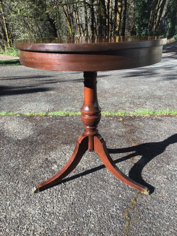 Mersman German-Made Regency Style, Drum Pedestal Table, Laminate Top