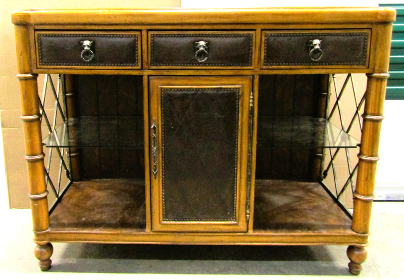 Ferguson Copeland Campaign Style Faux Bamboo, Leather, Iron and Copper Top Bar