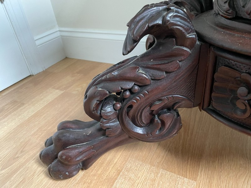 Antique Mahogany Entryway Console – Dutch Extendable Table, c.1880 gallery