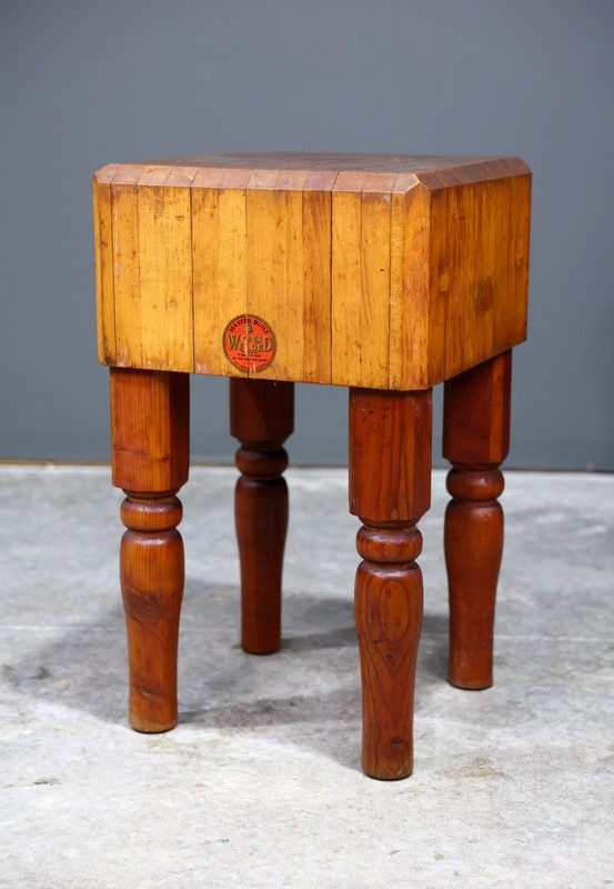 Antique Butcher Block Table Farmhouse Kitchen Island Stand Maple Vintage RARE