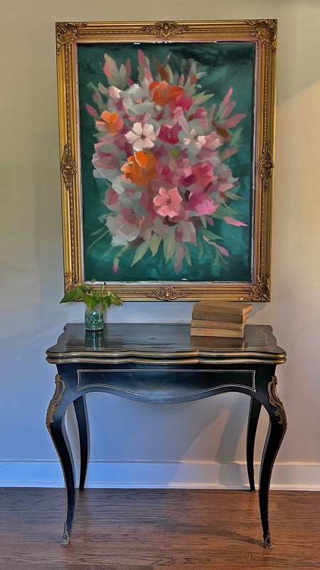 Late 19th Century Napoleon III Black Lacquer French Inlaid Flip Top Game Table gallery