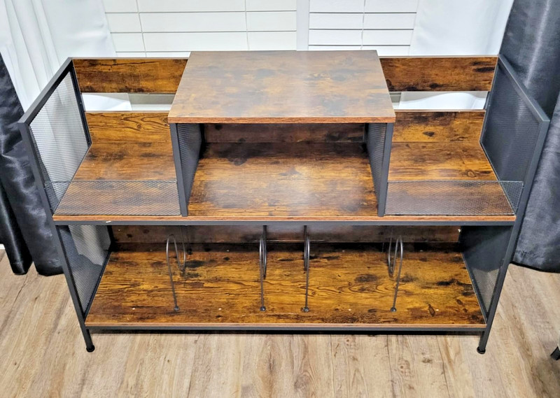 Large Vintage Record Player Table (350 Albums Storage) 14.2″D x 32.7″W x 32.7″H