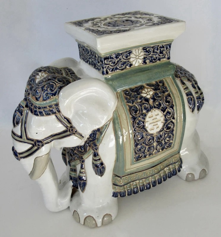 Vintage Ceramic Glazed Elephant Side/Occasional Table, and.or Occasional Seat gallery