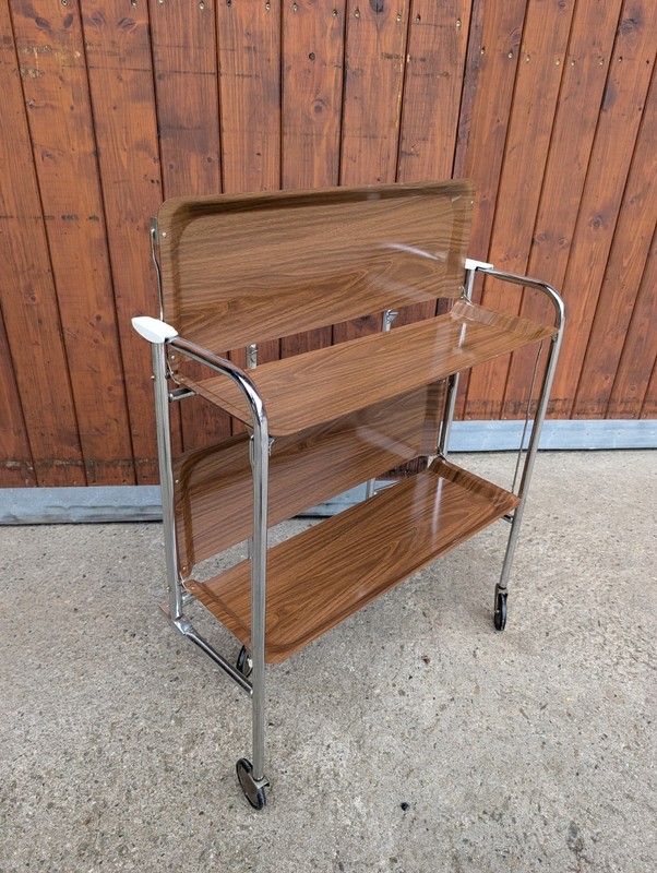 Dinett Side Table Tea Cart Dining Table Walnut Bar Chrome 70s 22 gallery