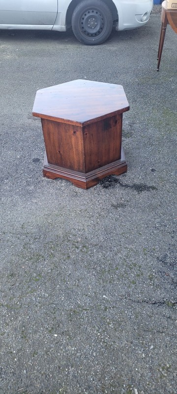 Hexagon oak side table x1 gallery
