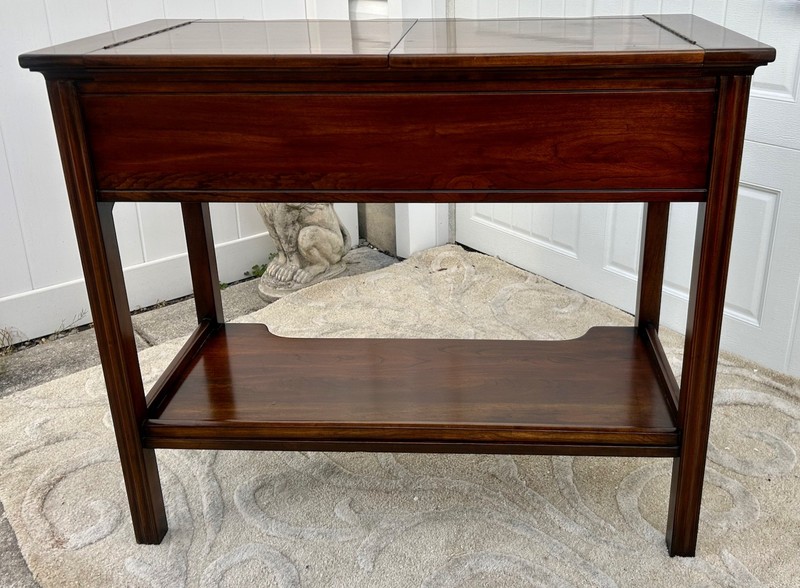 VTG. Harden Chippendale Style Flip Top Cherry Server/Bar Table w/Drawer & Shelf gallery