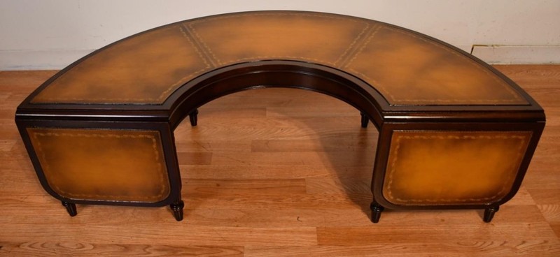 1930s Stickley English Regency Mahogany & leather top drop-leaf coffee table