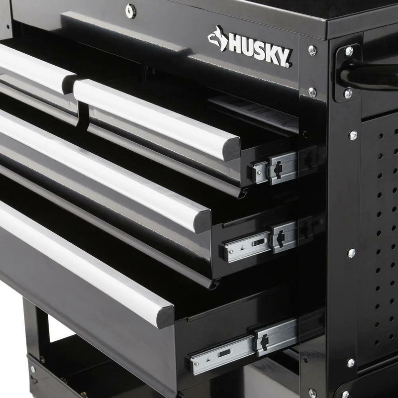 33 in 4-Drawer Mechanics Cart with Extended Side Table and Bottle Tray gallery