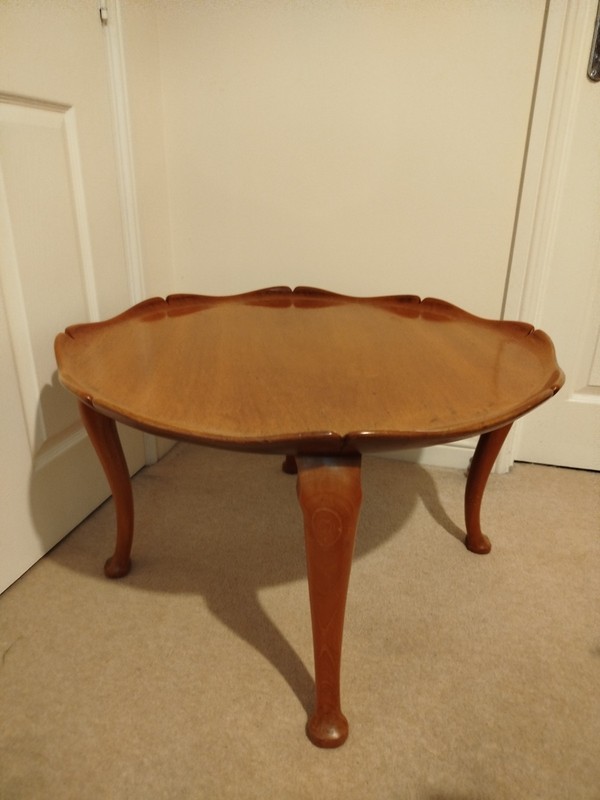 Vintage 1960's Lotus Leaf Top Curved and Cabriole Legs Brown Colour Coffee Table gallery