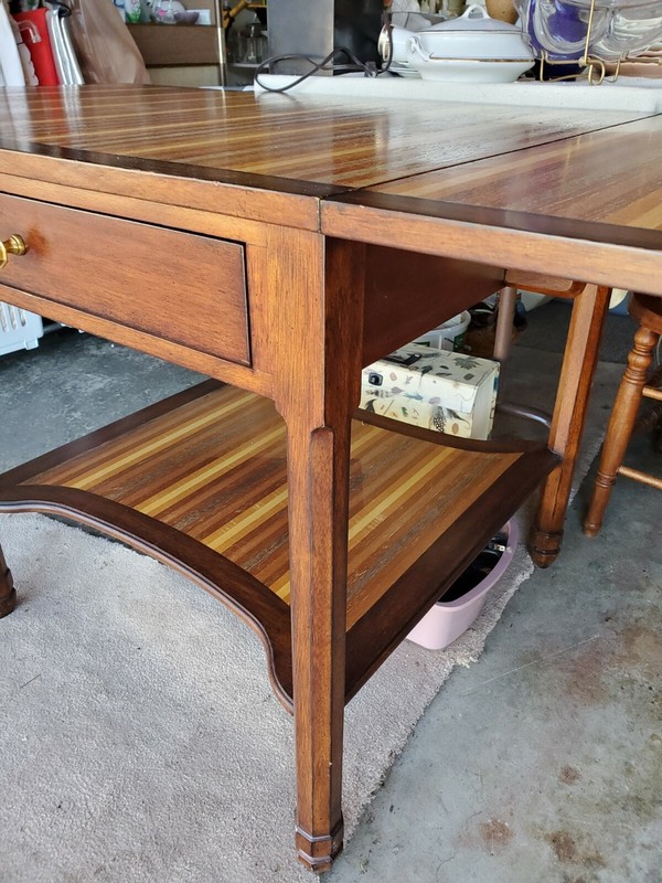 Table with drop leaves, mixed woods, Alexa Hampton Collection, for Hickory Chair gallery