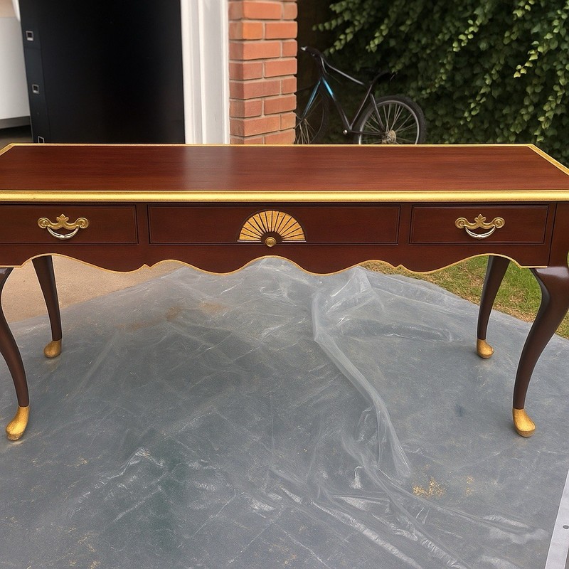 Thomasville Mahogany Console Table w/gold lead. 56" x 16" x 30" gallery