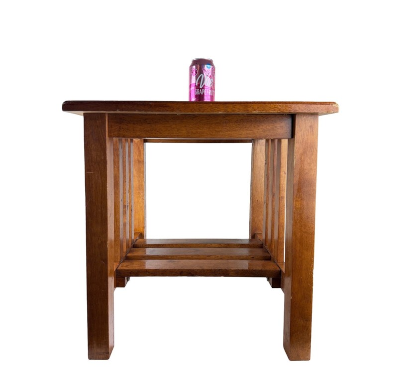 Vintage Arts and Crafts Mission Style Solid Wood Square End Side Table 20 x 20 gallery