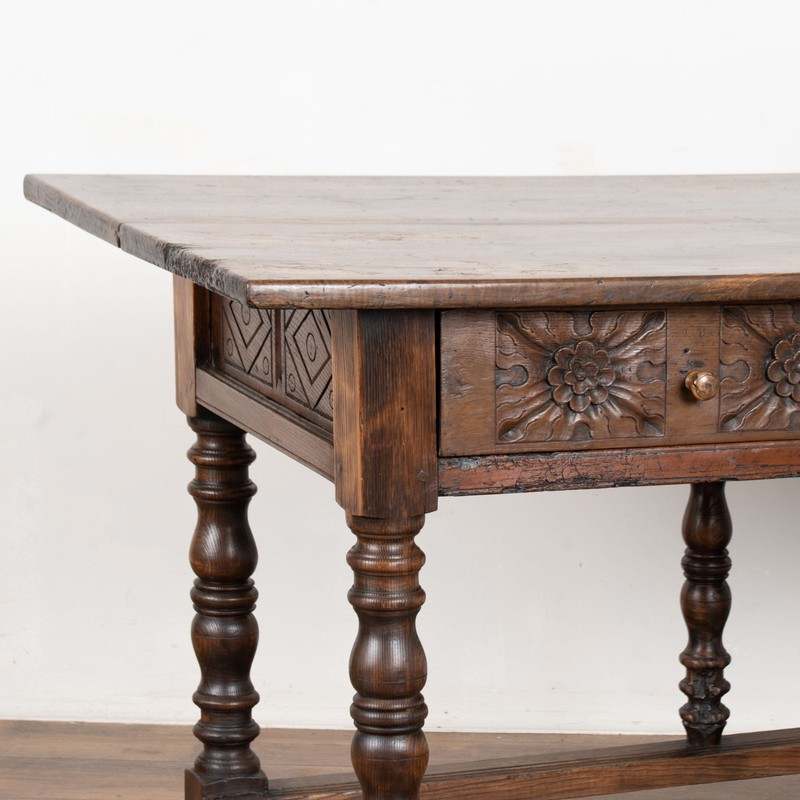 Early 19th Century Carved Chestnut Console Table with Two Drawers gallery