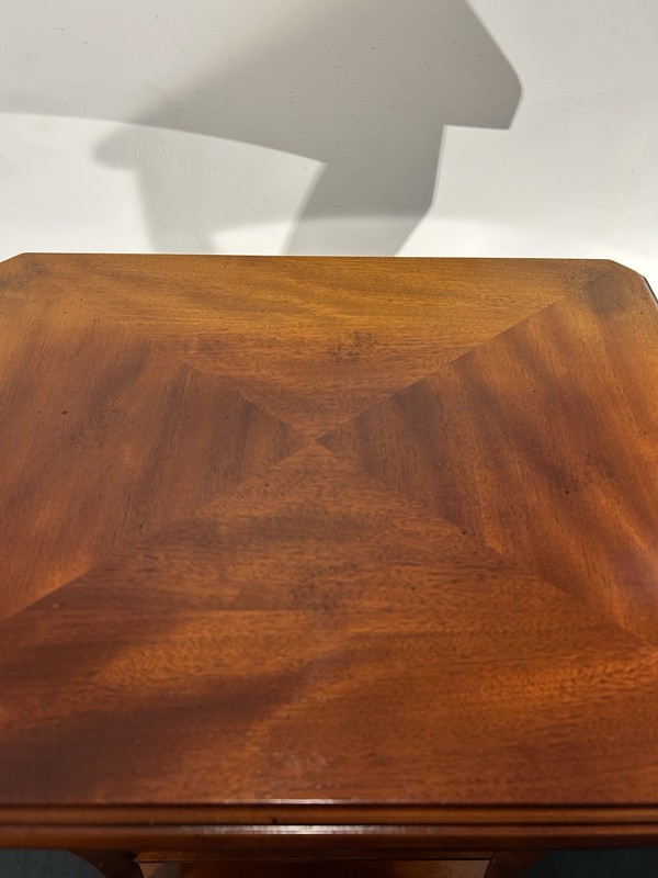 Late 20th C. 4-Tier Mahogany Side Table ~ Bookmatched Top ~ Bombay Co. gallery