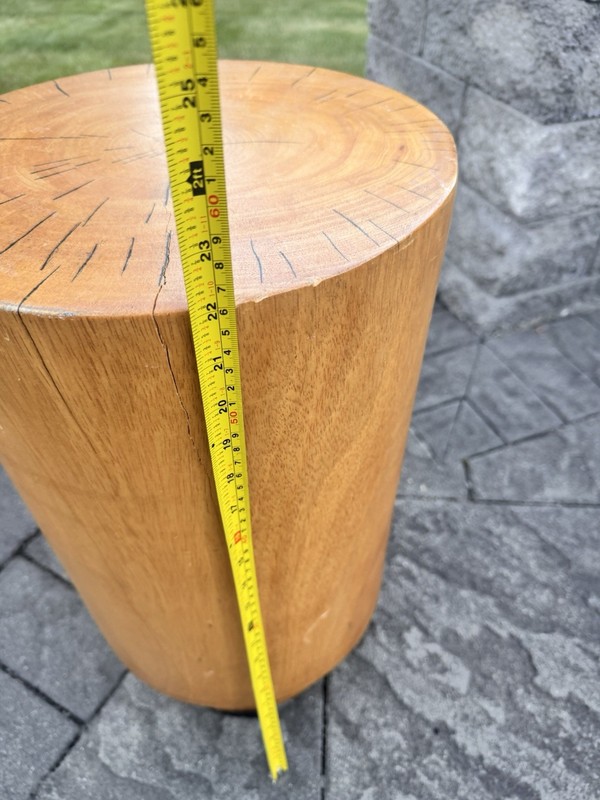 Vintage Wood Drum Cylinder Table/ Stool Paul Mayen Style H22” X D12.5” gallery