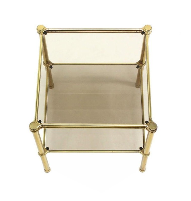 Unusual Brass Square Two-Tier Side or End Table gallery
