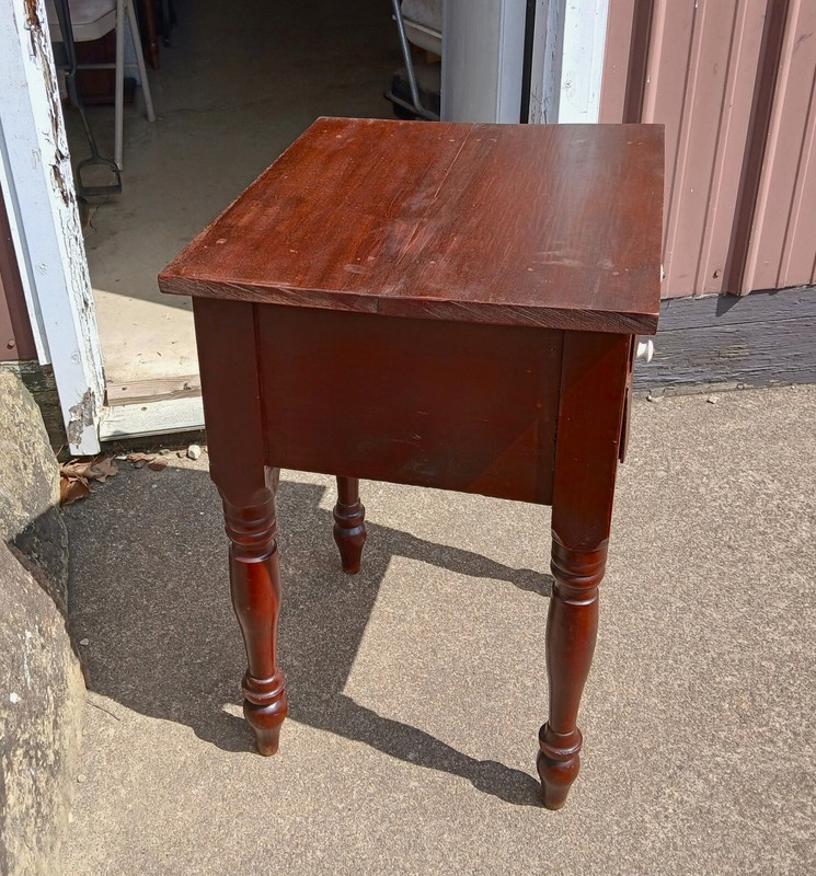 Antique Primitive Two Drawer Stand in Old Dark Red Finish 1850s Era gallery