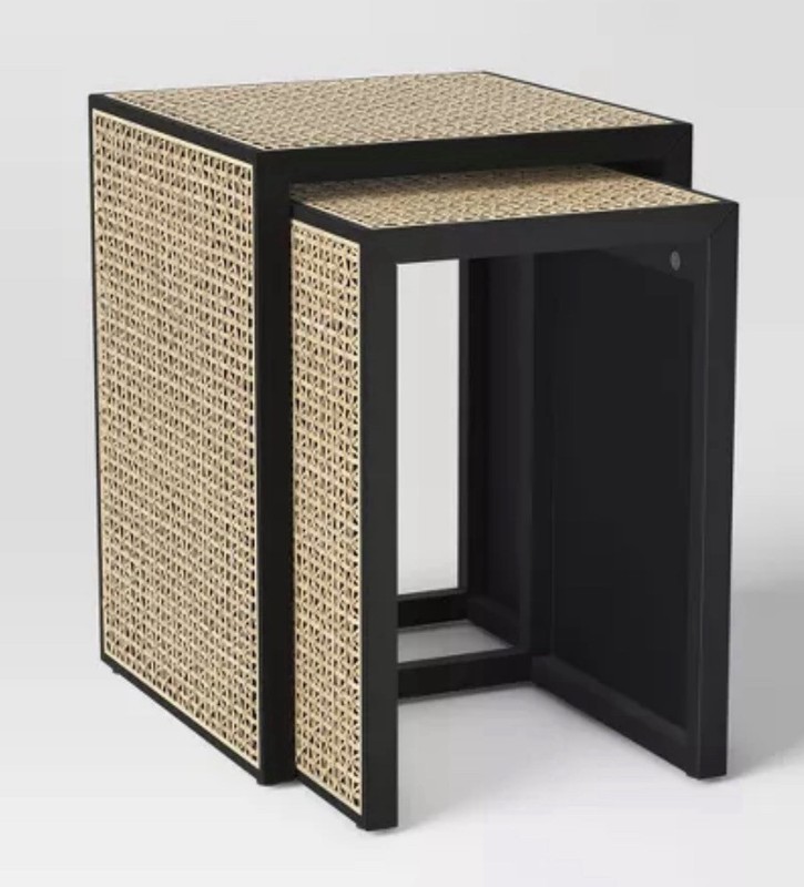 23" High Square Nesting Accent Table Pine Black/Natural - Assembly Required