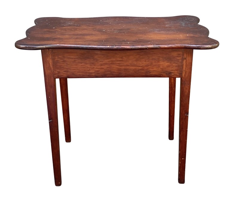 IMPORTANT & RARE ANTIQUE HEPPLEWHITE NEW ENGLAND PINE TABLE WITH SERPENTINE TOP gallery