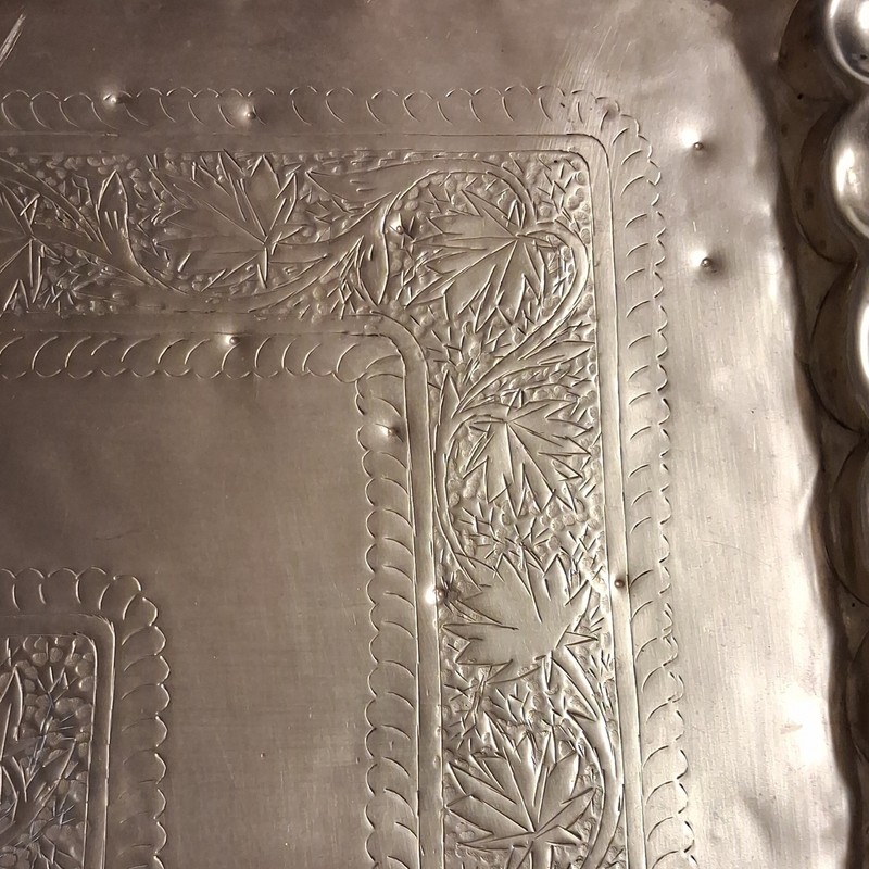brass Tray coffee table handmade it is about 48 inches long 30 inches wide. gallery