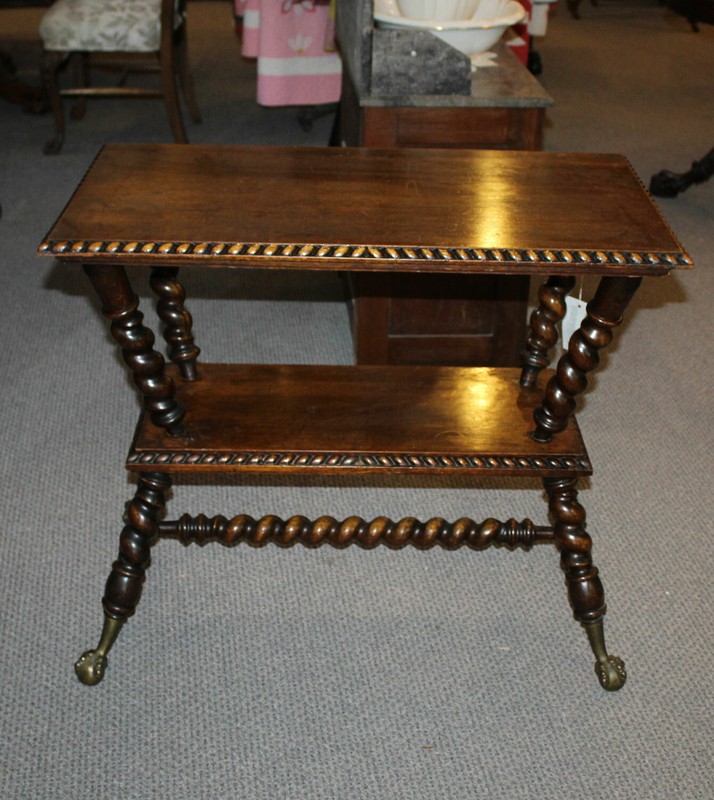 Antique Oak Narrow Lamp (sofa) Table – Spiral spindles – Merklen Furniture gallery