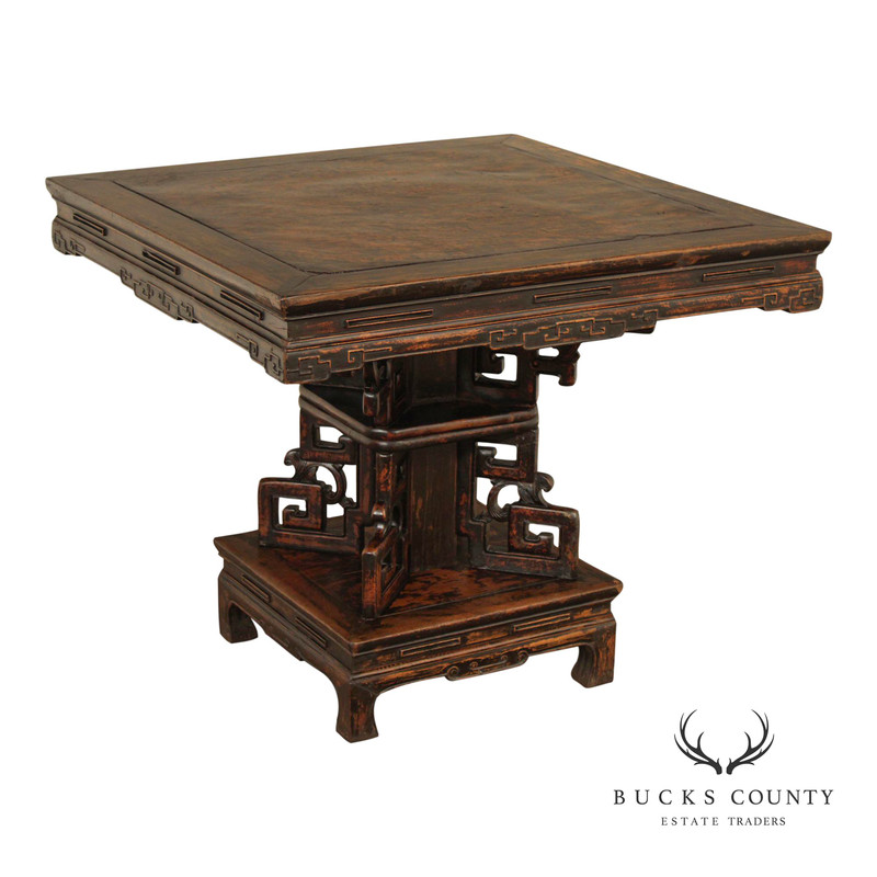 Antique Chinese Carved Pedestal Table
