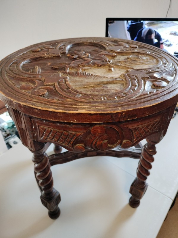 Antique Hand Carved Hand Made Mexican Heritage End Table